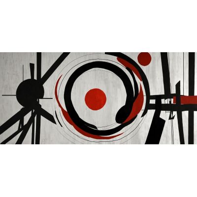 Abstract Shapes Painting Balance Of Colors And Lines Red Black And Grey , absh17 canvas print