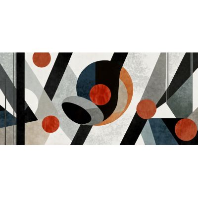 Painting Abstract Shapes Dynamic Geometries In White, Black And Red , absh20 canvas print