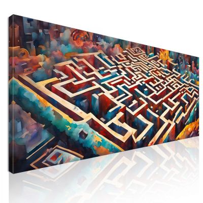 Quadro Forme Astratte Labirinto Multicolore Di Luci E Ombre absh24 quadro stampa su tela