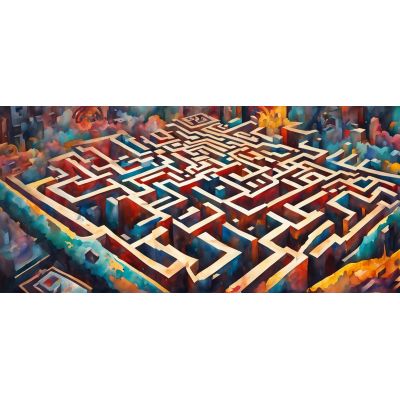 Framework Of Abstract Shapes Multicolored Labyrinth Of Lights And Shadows , absh24 canvas print