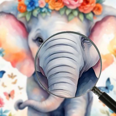 Quadro Per Cameretta Bimbo Bimba Dolce Elefantino Con Fiori E Farfalle Colorate bana3 quadro stampa su tela