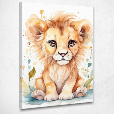 Quadro Per Neonato Decorazione Cameretta Cucciolo Di Leone Con Sguardo Dolce bana19 quadro stampa su tela