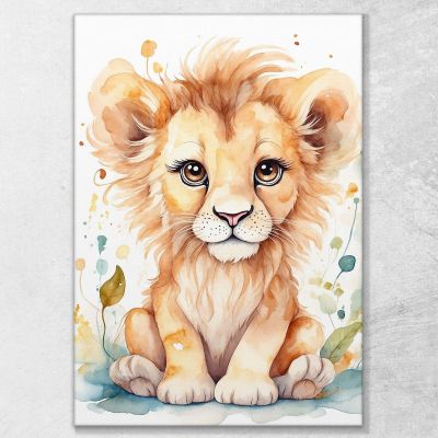 Quadro Per Neonato Decorazione Cameretta Cucciolo Di Leone Con Sguardo Dolce bana19 quadro stampa su tela