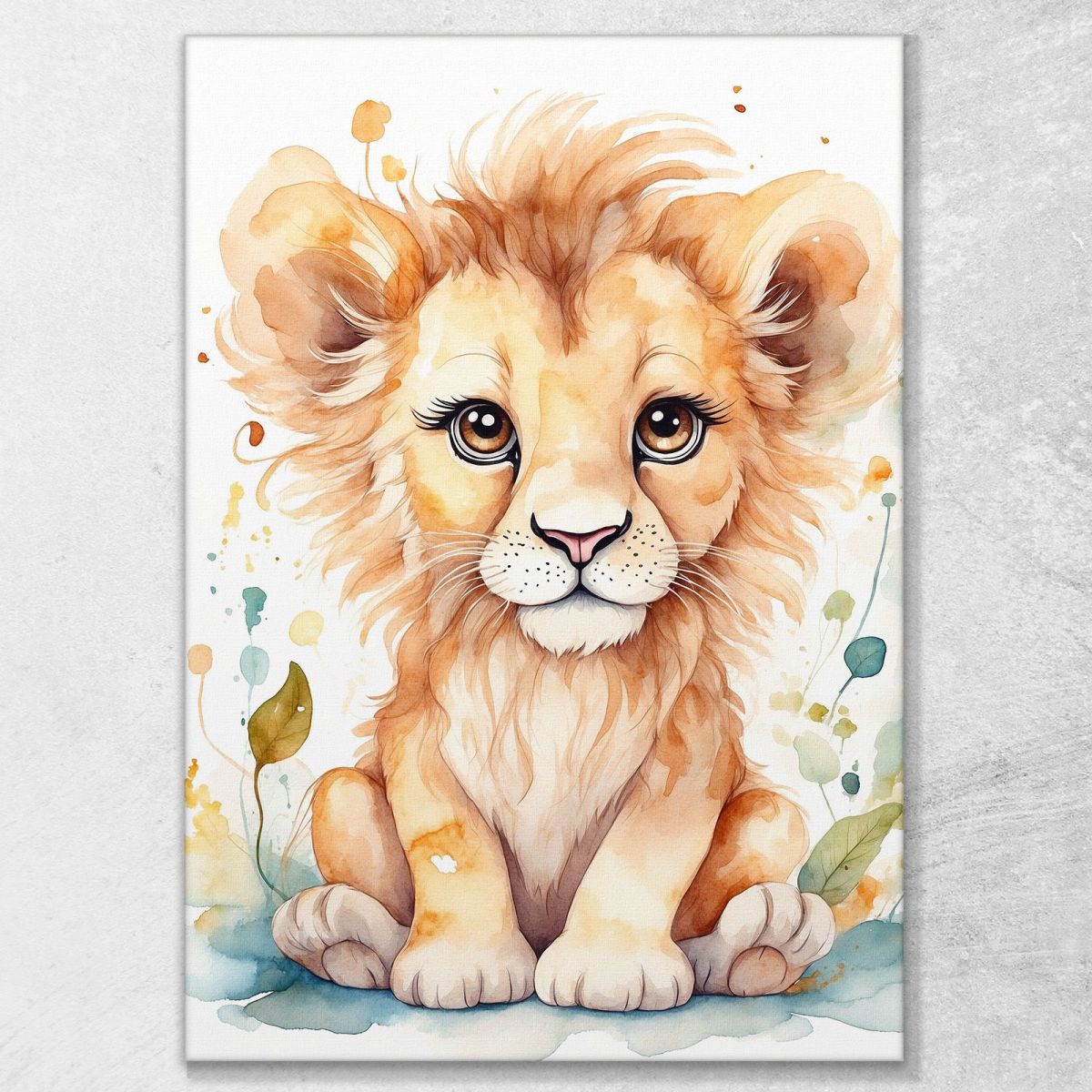 Quadro Per Neonato Decorazione Cameretta Cucciolo Di Leone Con Sguardo Dolce bana19 quadro stampa su tela