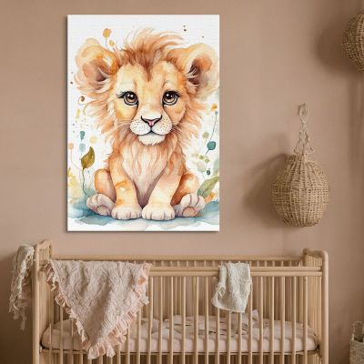 Quadro Per Neonato Decorazione Cameretta Cucciolo Di Leone Con Sguardo Dolce bana19 quadro stampa su tela