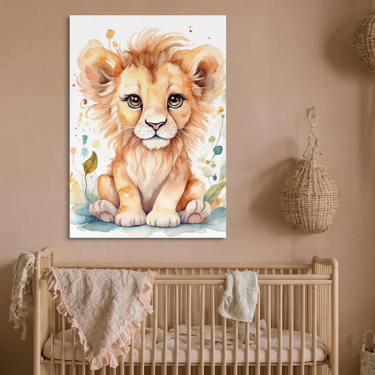 Quadro Per Neonato Decorazione Cameretta Cucciolo Di Leone Con Sguardo Dolce bana19 quadro stampa su tela