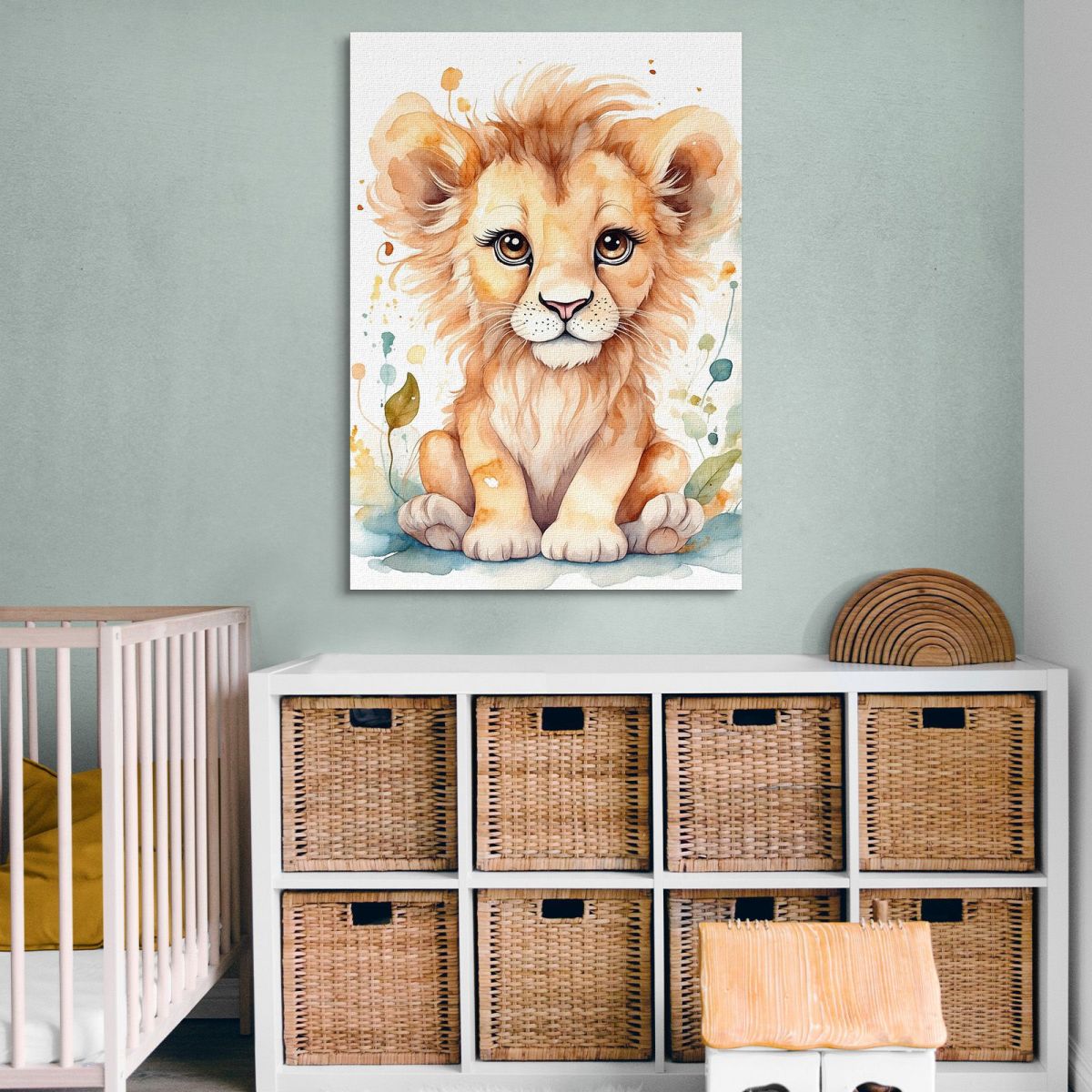 Quadro Per Neonato Decorazione Cameretta Cucciolo Di Leone Con Sguardo Dolce bana19 quadro stampa su tela