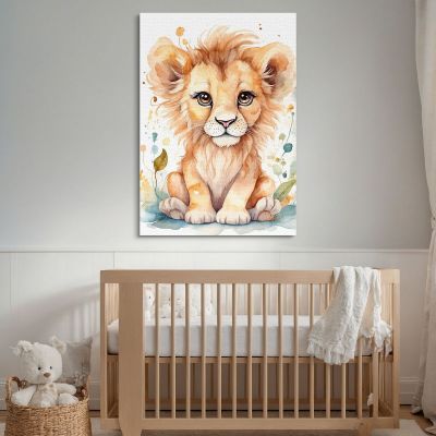 Quadro Per Neonato Decorazione Cameretta Cucciolo Di Leone Con Sguardo Dolce bana19 quadro stampa su tela