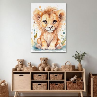 Quadro Per Neonato Decorazione Cameretta Cucciolo Di Leone Con Sguardo Dolce bana19 quadro stampa su tela