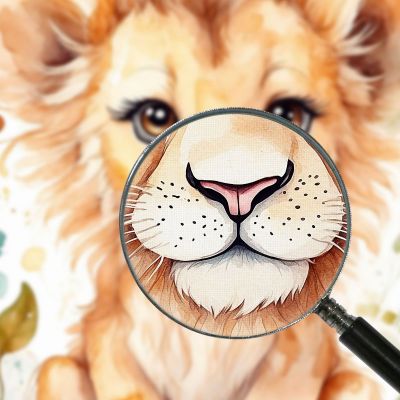 Quadro Per Neonato Decorazione Cameretta Cucciolo Di Leone Con Sguardo Dolce bana19 quadro stampa su tela