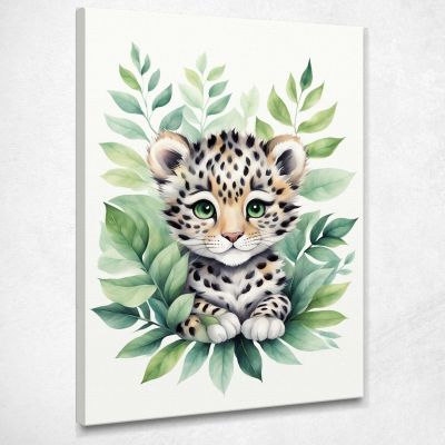 Quadro Per Neonato Decorazione Cameretta Baby Leopardo Con Occhi Verdi banb19 quadro stampa su tela