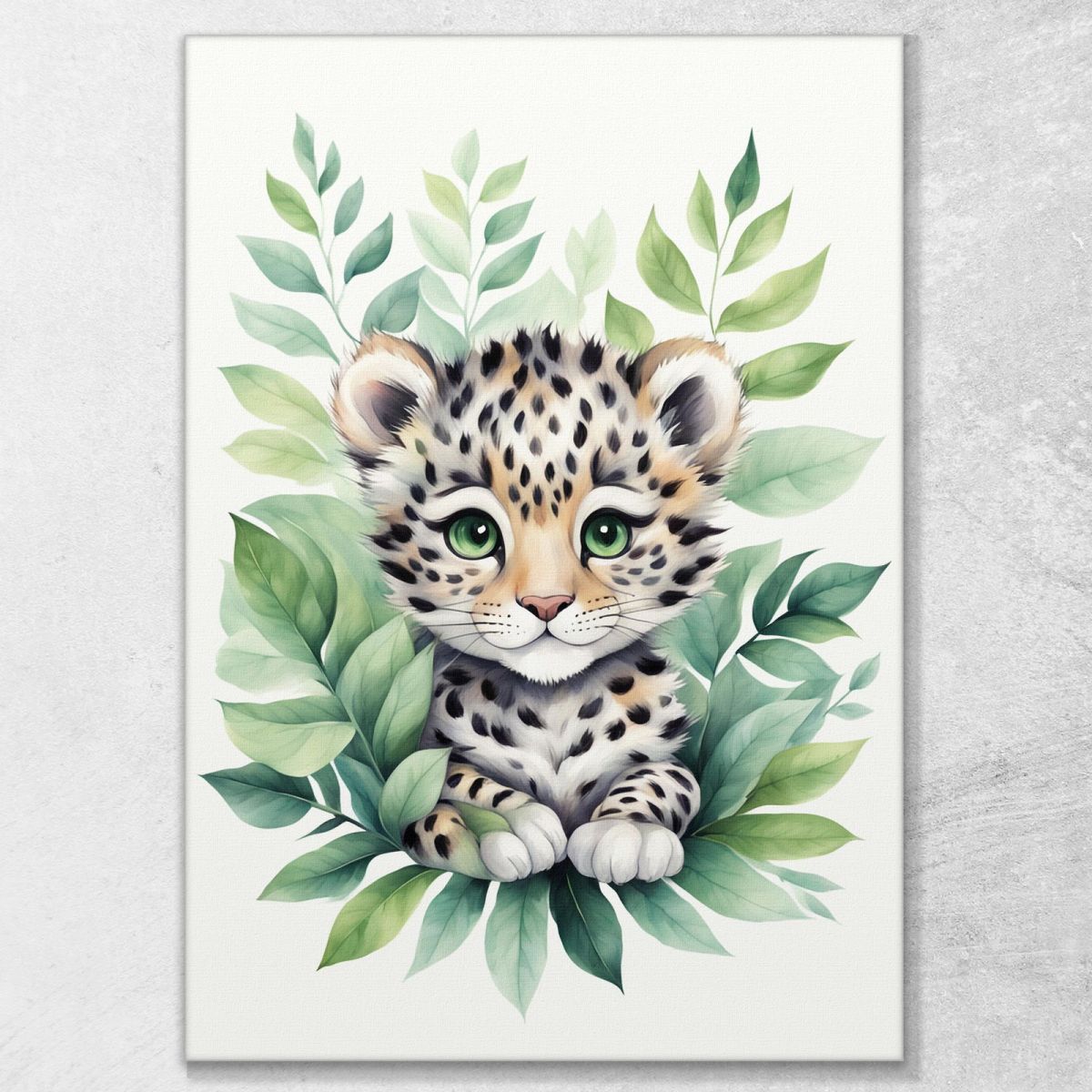 Quadro Per Neonato Decorazione Cameretta Baby Leopardo Con Occhi Verdi banb19 quadro stampa su tela