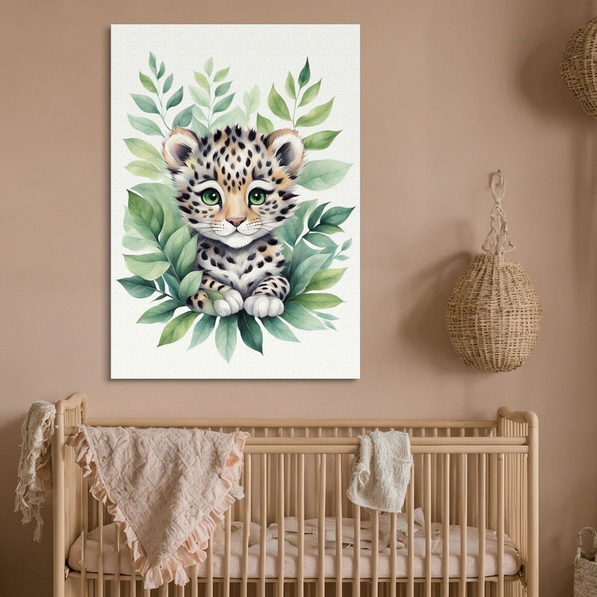 Quadro Per Neonato Decorazione Cameretta Baby Leopardo Con Occhi Verdi banb19 quadro stampa su tela