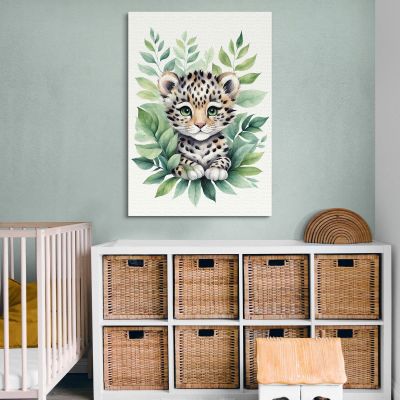 Quadro Per Neonato Decorazione Cameretta Baby Leopardo Con Occhi Verdi banb19 quadro stampa su tela