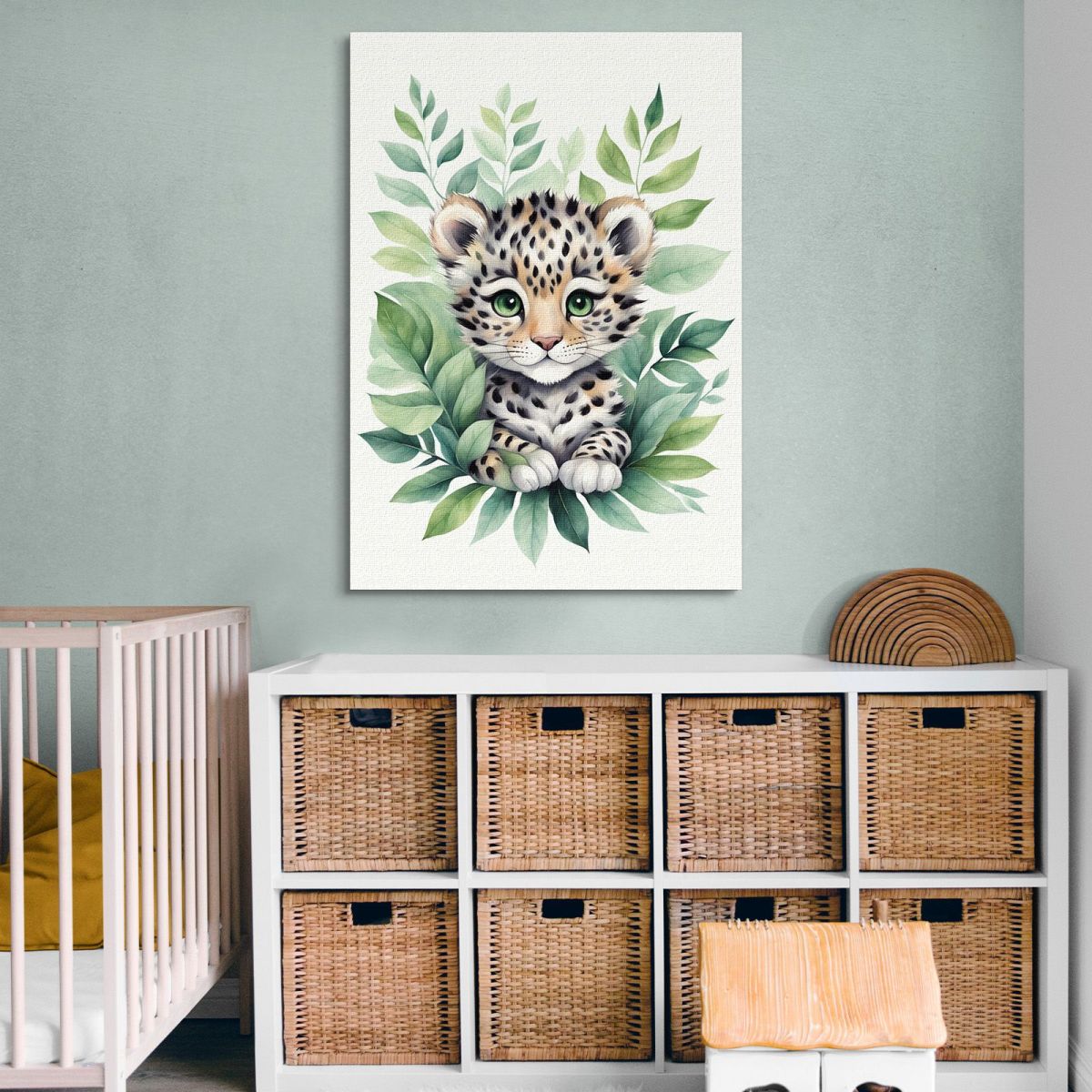 Quadro Per Neonato Decorazione Cameretta Baby Leopardo Con Occhi Verdi banb19 quadro stampa su tela