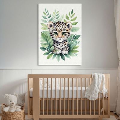 Quadro Per Neonato Decorazione Cameretta Baby Leopardo Con Occhi Verdi banb19 quadro stampa su tela