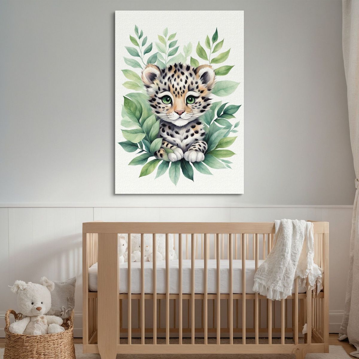 Quadro Per Neonato Decorazione Cameretta Baby Leopardo Con Occhi Verdi banb19 quadro stampa su tela