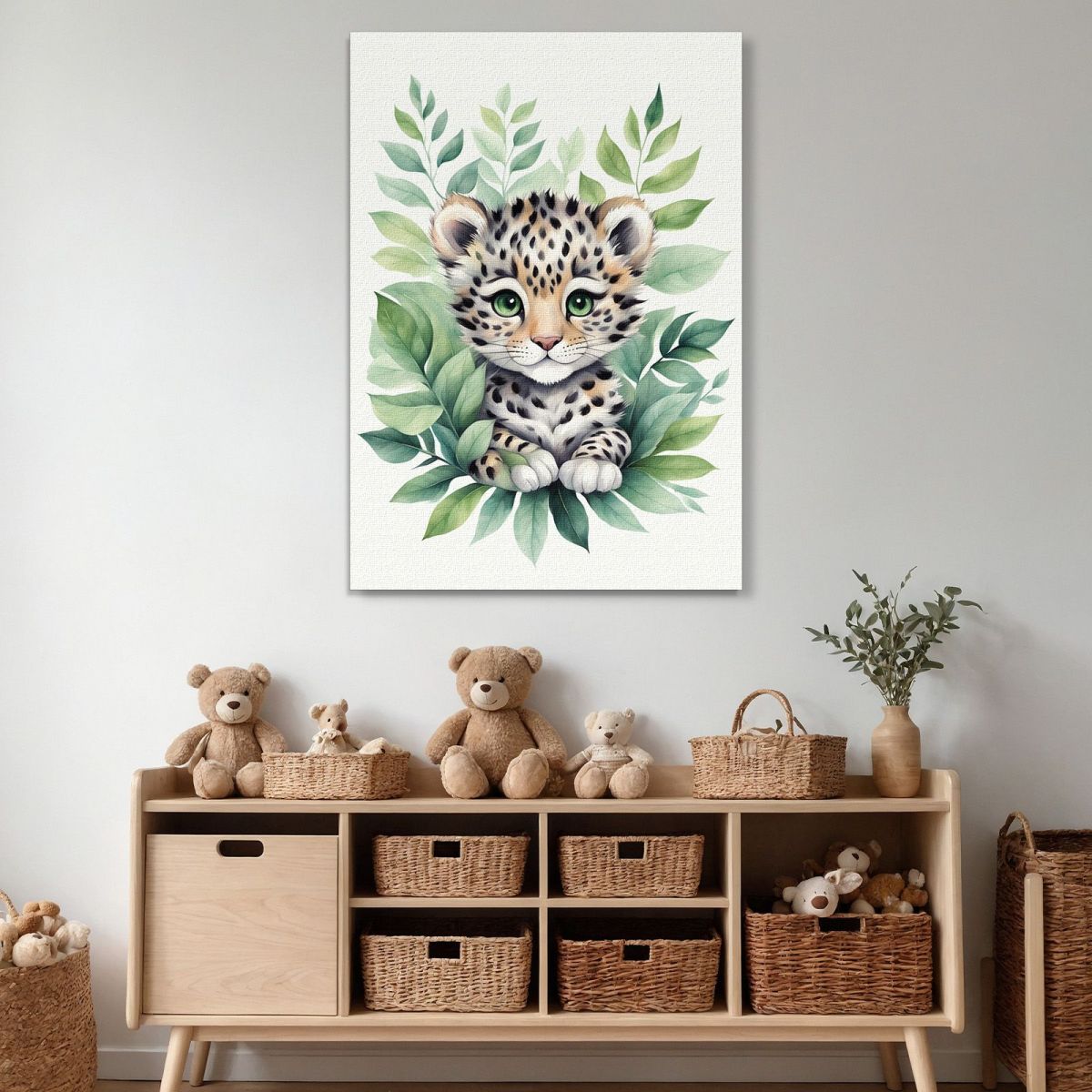 Quadro Per Neonato Decorazione Cameretta Baby Leopardo Con Occhi Verdi banb19 quadro stampa su tela