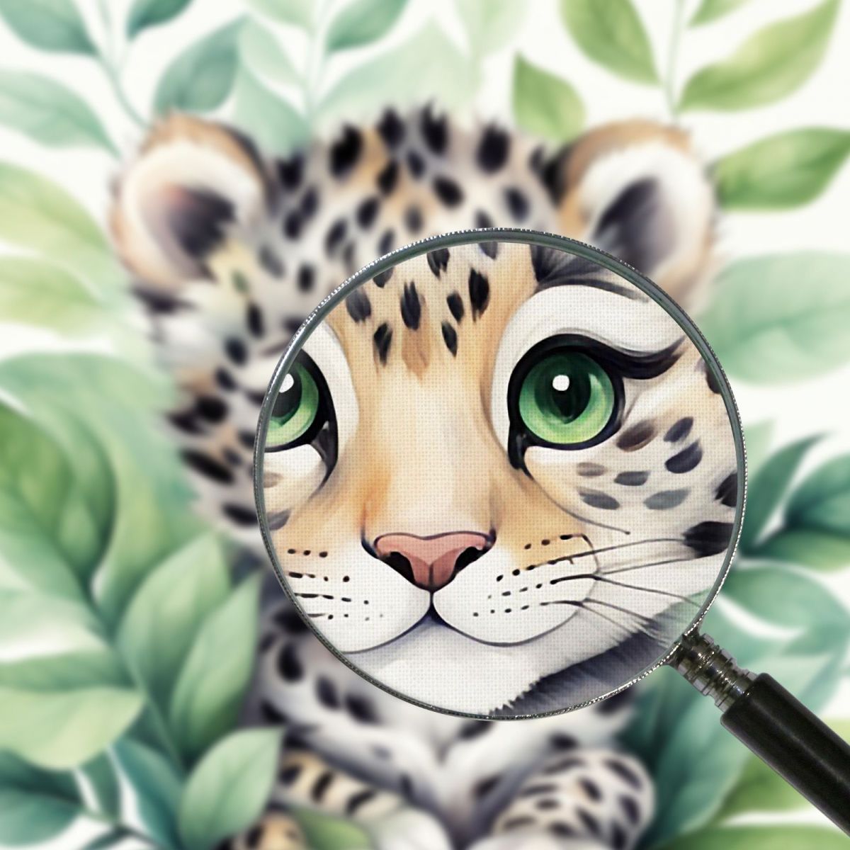 Quadro Per Neonato Decorazione Cameretta Baby Leopardo Con Occhi Verdi banb19 quadro stampa su tela