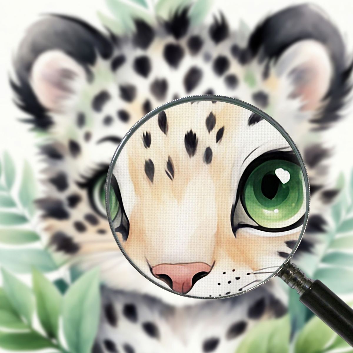 Quadro Per Cameretta Bambino Leopardo Baby In Foresta Verde banb34 quadro stampa su tela