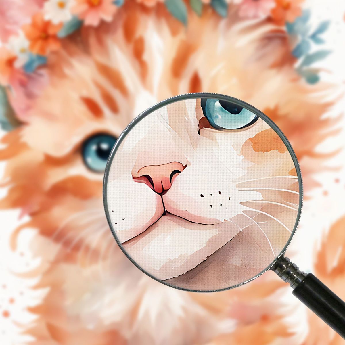 Quadro Per Cameretta Del Neonato Gattino Con Coroncina Di Fiori Arancioni banb38 quadro stampa su tela
