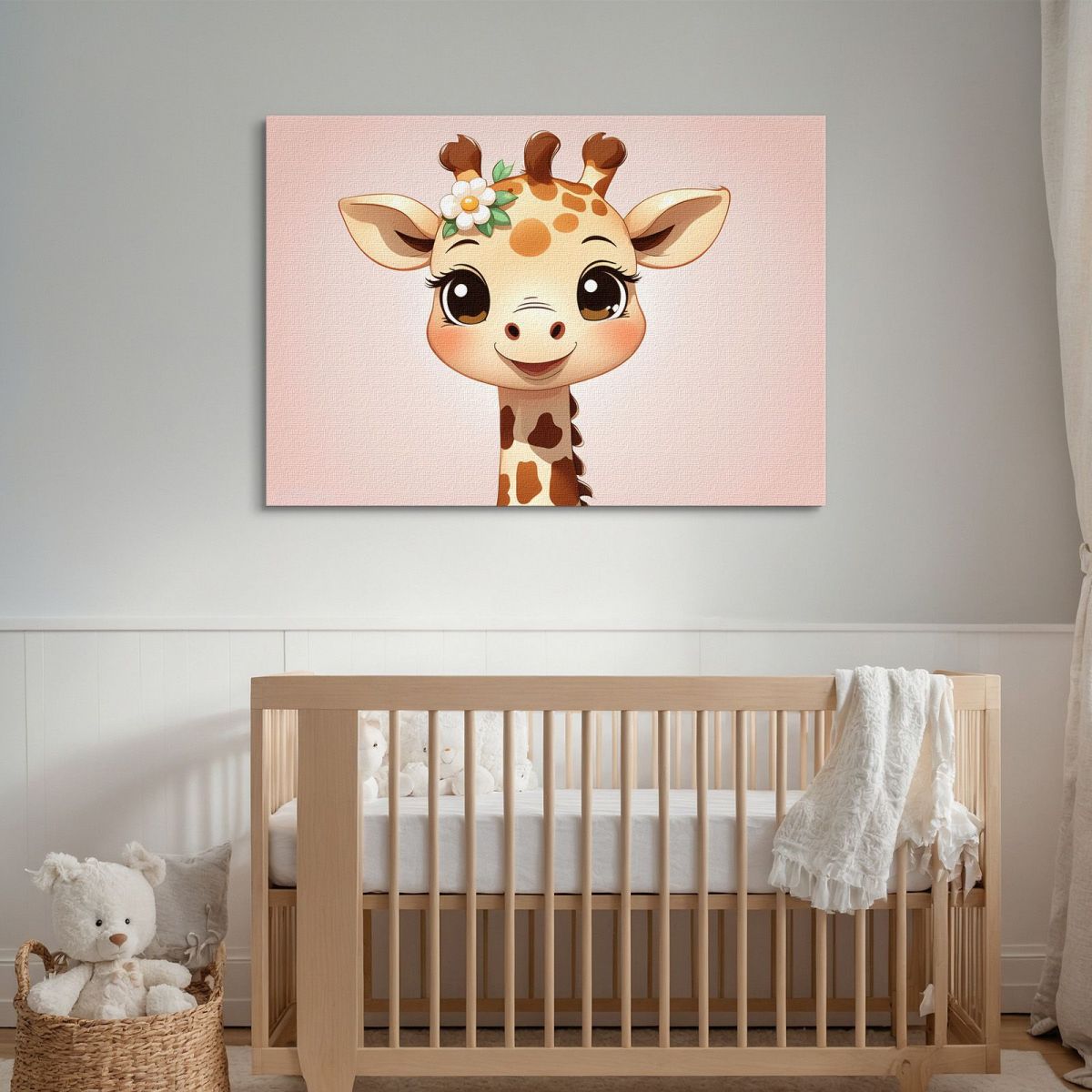 Quadro Decorativo Per Cameretta Bimbo Giraffa Carina Con Dettaglio Floreale banb40 quadro stampa su tela