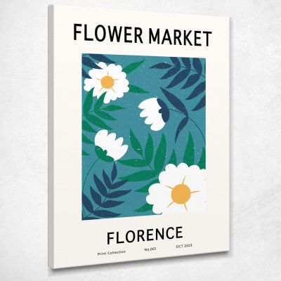 Quadro Boho Chic Minimal Illustrazione Mercato Dei Fiori Firenze Con Margherite bho8 quadro stampa su tela