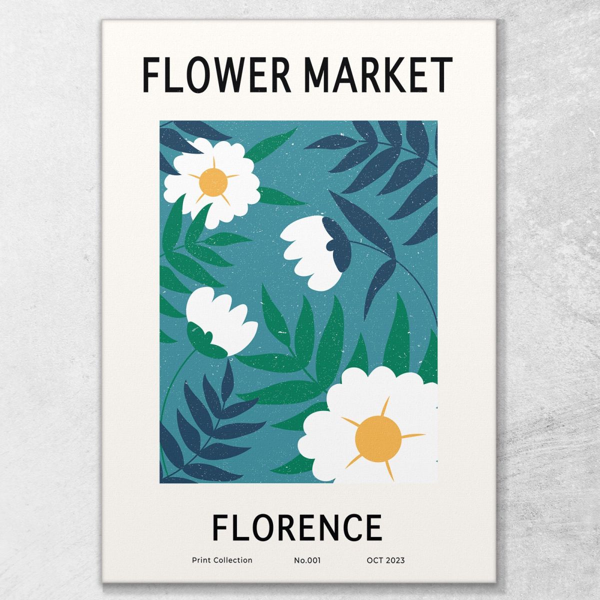 Quadro Boho Chic Minimal Illustrazione Mercato Dei Fiori Firenze Con Margherite bho8 quadro stampa su tela