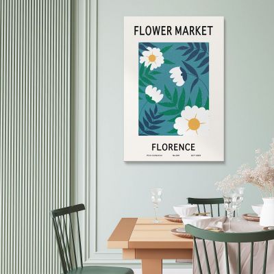 Quadro Boho Chic Minimal Illustrazione Mercato Dei Fiori Firenze Con Margherite bho8 quadro stampa su tela