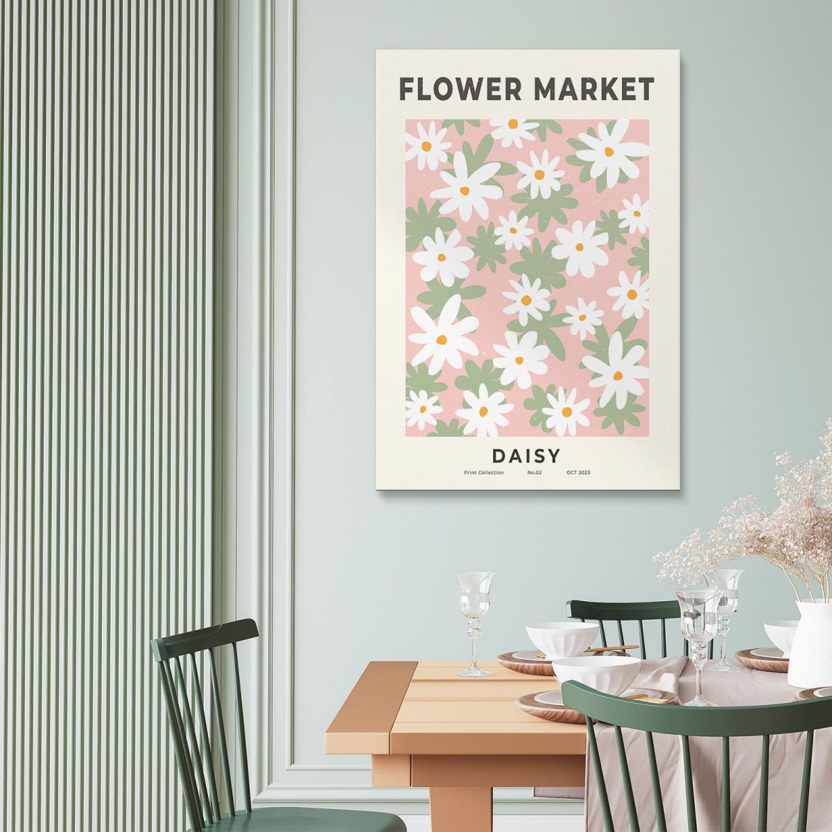 Quadro Boho Chic Minimal Mercato Dei Fiori Margherite Astratto bho12 quadro stampa su tela