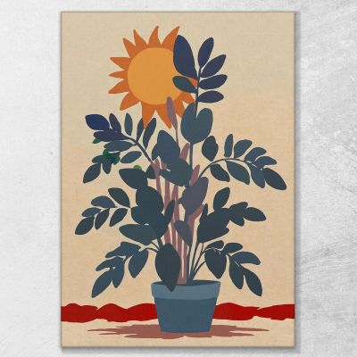 Quadro Boho Chic Minimal Pianta In Vaso Con Sfondo Solare bho28 quadro stampa su tela