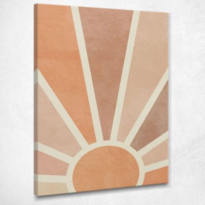 Quadro Boho Chic Minimal Sole Astratto Al Tramonto Geometrico Arancione E Beige bho33 quadro stampa su tela