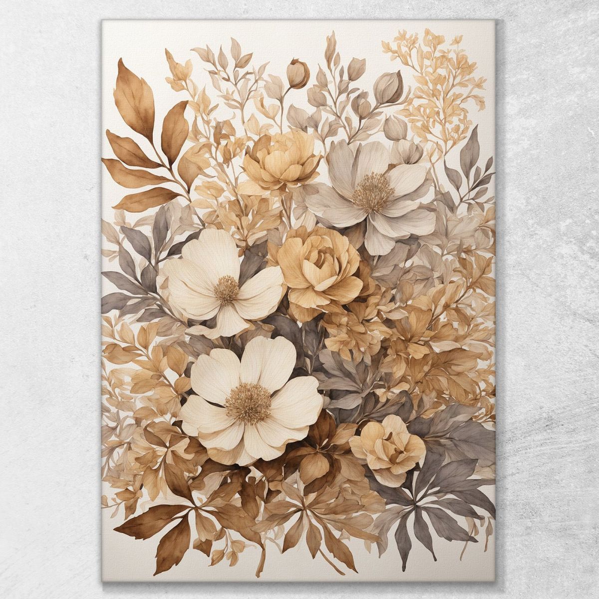 Quadro Botanico Moderno Composizione Botanica Sfumature Di Beige E Marrone btn5 quadro stampa su tela