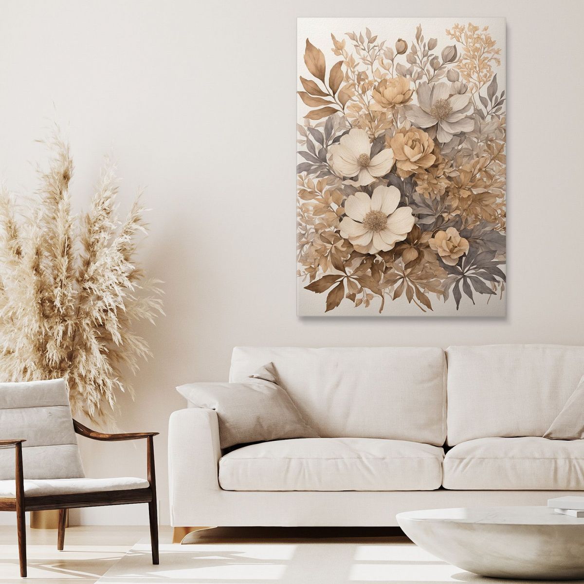 Quadro Botanico Moderno Composizione Botanica Sfumature Di Beige E Marrone btn5 quadro stampa su tela