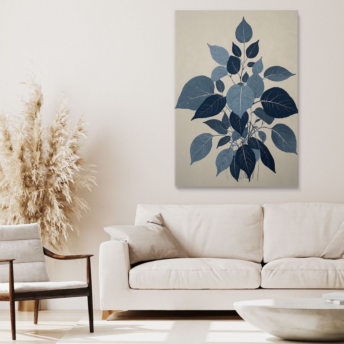 Quadro Botanico Moderno Eleganti Foglie Minimaliste Blu btn13 quadro stampa su tela