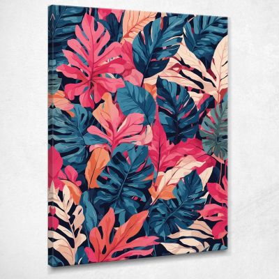 Quadro Botanico Moderno Foglie Tropicali Astratte Vivaci btn25 quadro stampa su tela