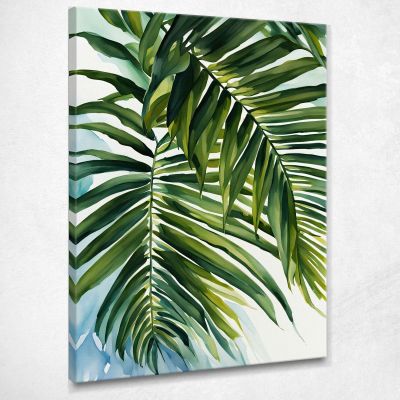 Quadro Botanico Moderno Fronde Di Palma Verdi In Stile Acquerello btn26 quadro stampa su tela