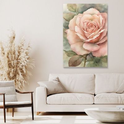 Quadro Botanico Moderno Incanto Floreale Rosa In Piena Fioritura btn34 quadro stampa su tela