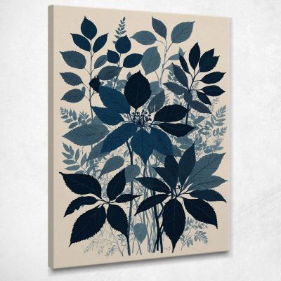 Quadro Botanico Moderno Natura Foglie Blu Astratte btn35 quadro stampa su tela