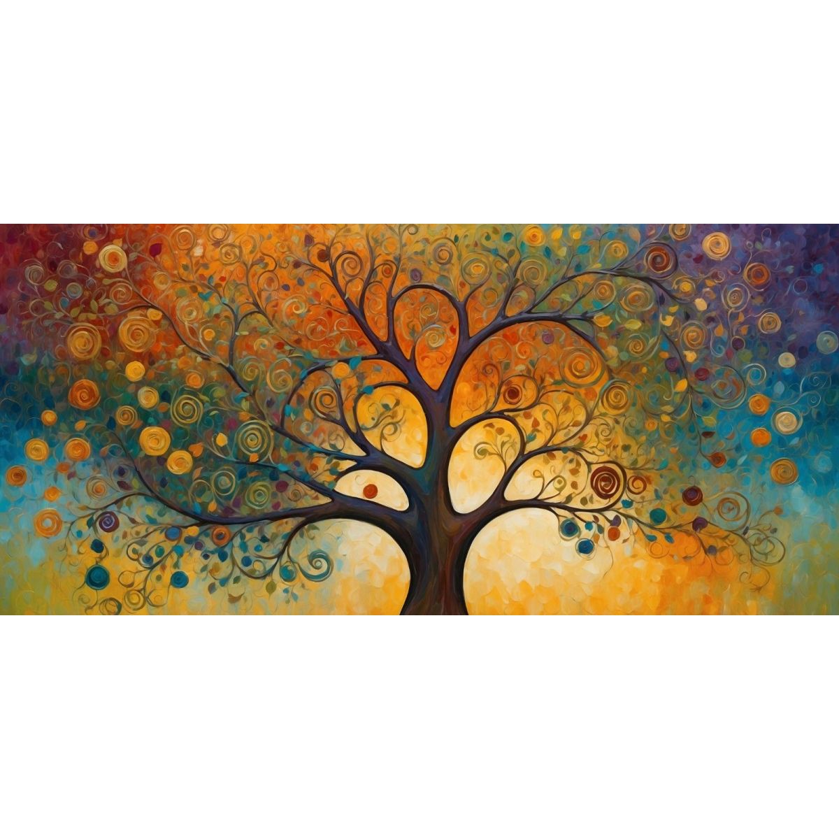 Quadro Botanico Albero Della Vita Con Motivi Astratti E Colori Vivaci bow2 quadro stampa su tela