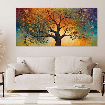 Quadro Botanico Albero Della Vita Con Motivi Astratti E Colori Vivaci bow2 quadro stampa su tela