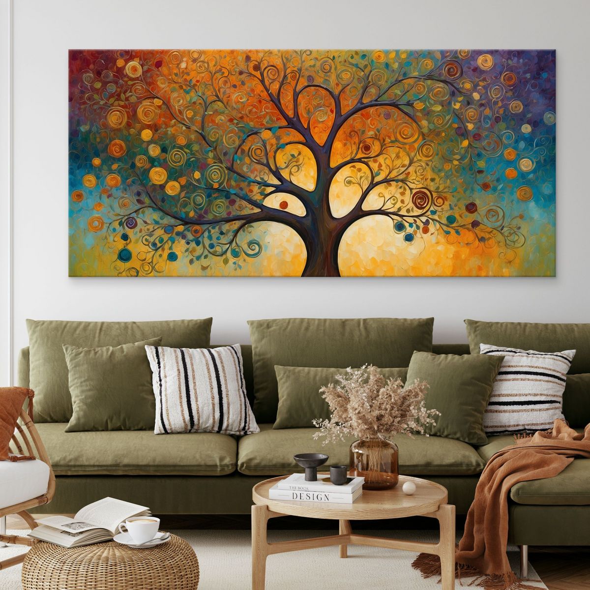 Quadro Botanico Albero Della Vita Con Motivi Astratti E Colori Vivaci bow2 quadro stampa su tela