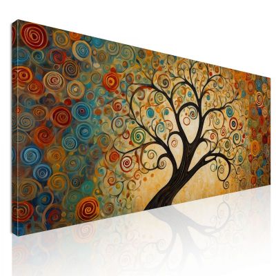 Quadro Botanico Albero Della Vita Con Spirali Colorate E Sfondo Dorato bow3 quadro stampa su tela