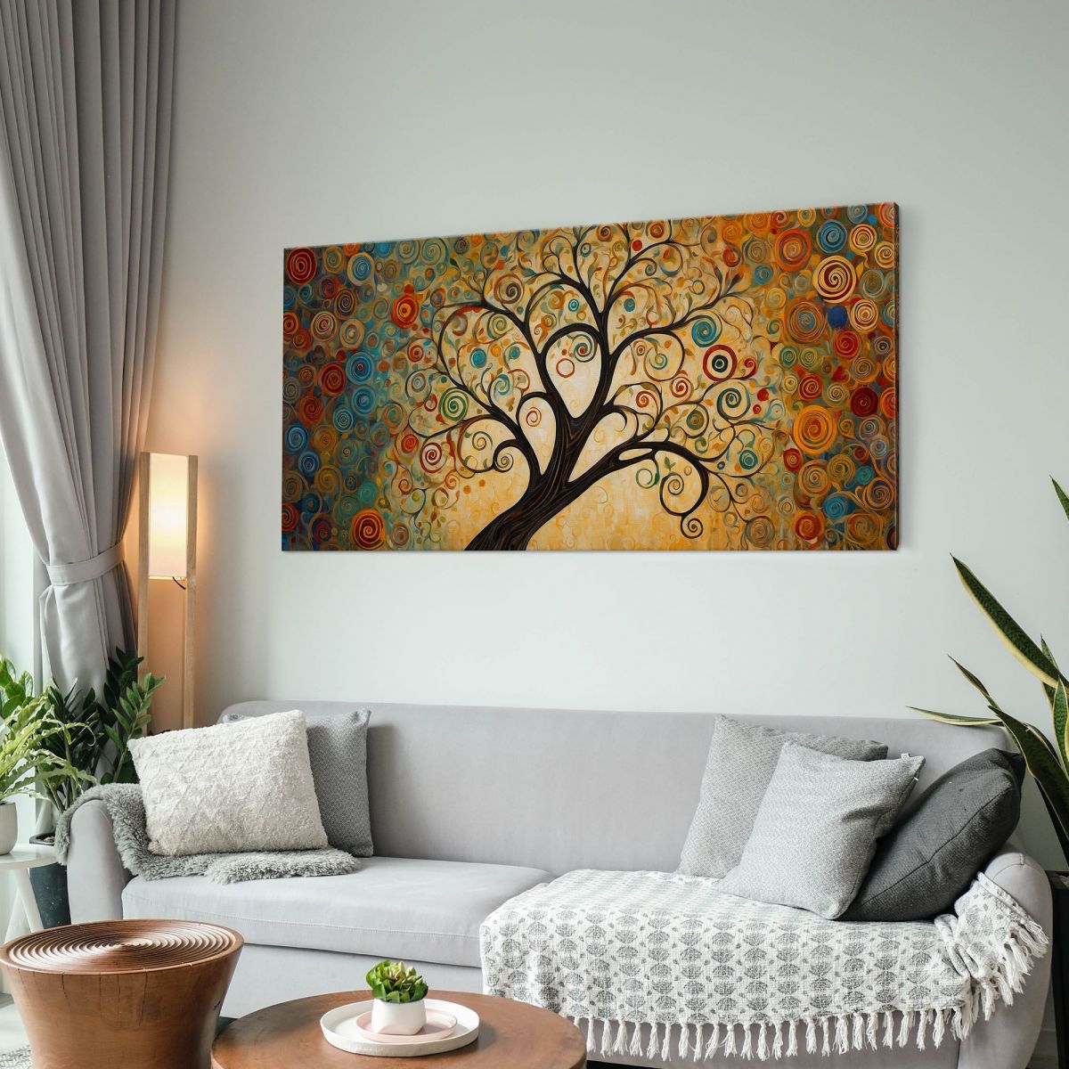 Quadro Botanico Albero Della Vita Con Spirali Colorate E Sfondo Dorato bow3 quadro stampa su tela