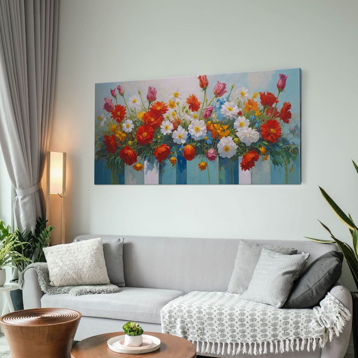 Quadro Botanico Bouquet Colorato Di Fiori In Vasi Decorativi bow5 quadro stampa su tela