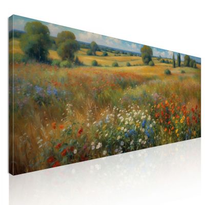 Quadro Botanico Campagna In Fiore In Stile Impressionista bow8 quadro stampa su tela