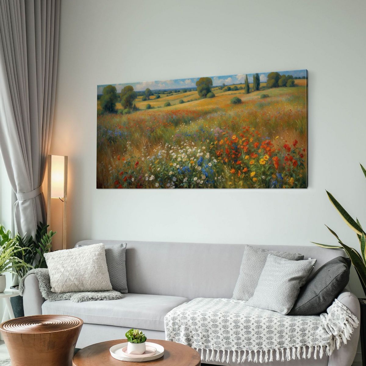 Quadro Botanico Campagna In Fiore In Stile Impressionista bow8 quadro stampa su tela