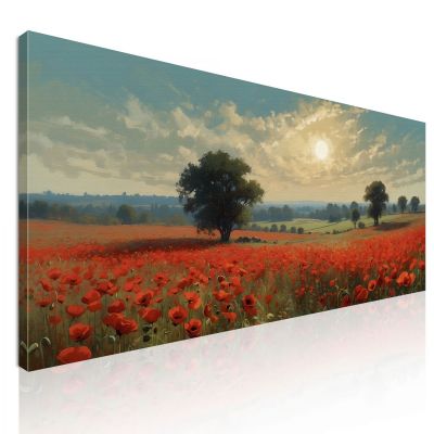 Quadro Botanico Campo Di Papaveri Al Tramonto bow9 quadro stampa su tela