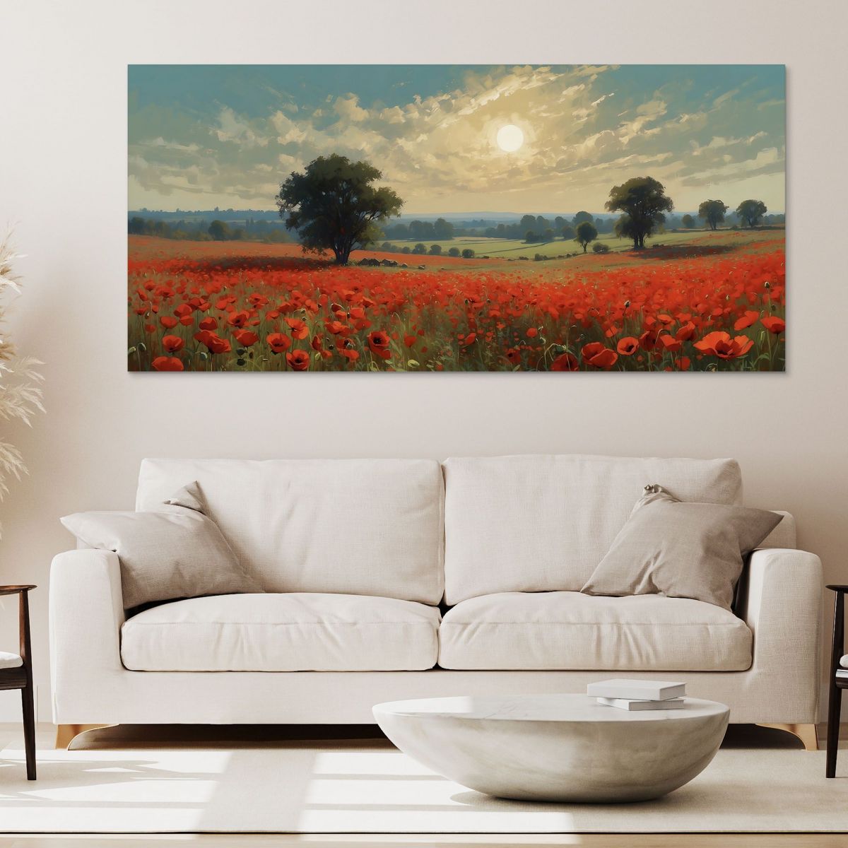 Quadro Botanico Campo Di Papaveri Al Tramonto bow9 quadro stampa su tela