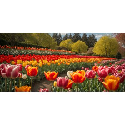 Quadro Botanico Campo Di Tulipani Colorati In Primavera bow12 quadro stampa su tela